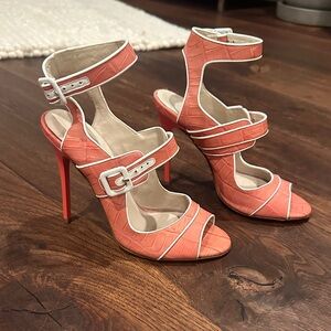 Donald J. Pliner Coral Croc-Embossed Heels